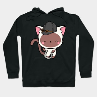 Funny white cat is ready to ride a horse Hoodie